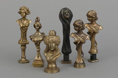 Lot 809 - 6 Bronze Petschaften des Jugendstil