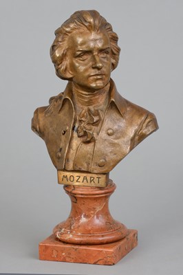 Lot 1130 - HANS MÜLLER (1873-1937) Bronzebüste "Mozart"